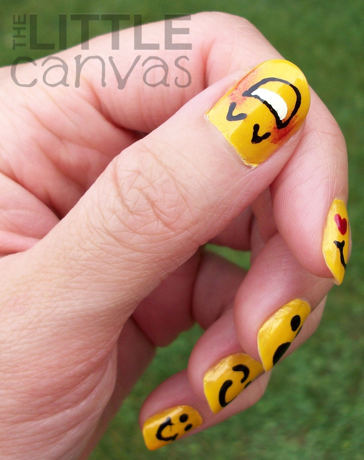 The Little Canvas 31 Day Challenge Day 3 Yellow Nails Emoticons!