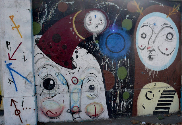 street art and graffiti on the street of exposicion, santiago de chile
