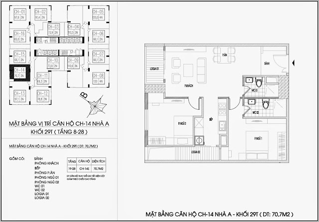 Mặt bằng căn hộ tòa A - 29 tầng, chung cư Imperia Garden Mặt bằng căn hộ tòa A - 29 tầng, chung cư Imperia Garden