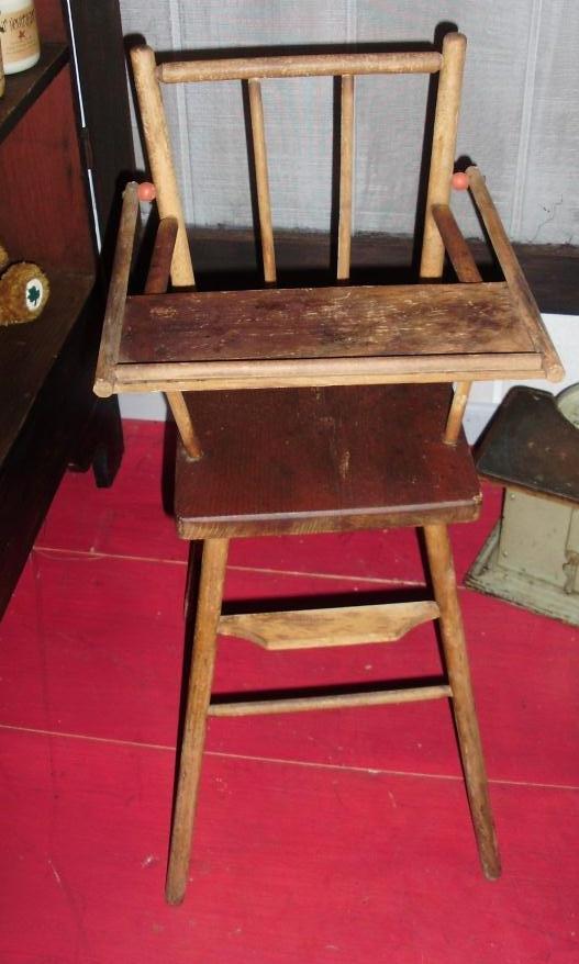 Log Cabin Antiques Gifts Wooden Doll Highchair