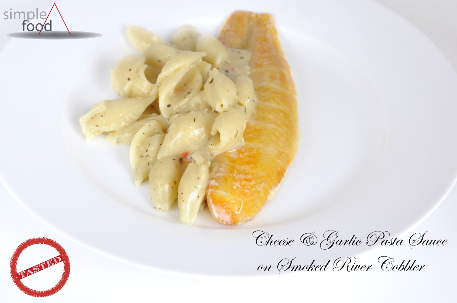Simple Food Cheese and Garlic Pasta Sauce on Smoked River Cobbler