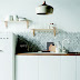 Polygon marble tiles, lamp, cutting boards