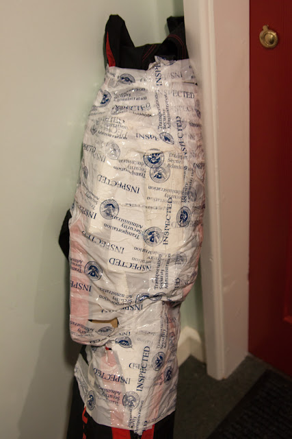 a plastic bag wrapped around a wall