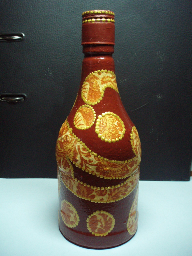 бутылки декупаж 8 марта