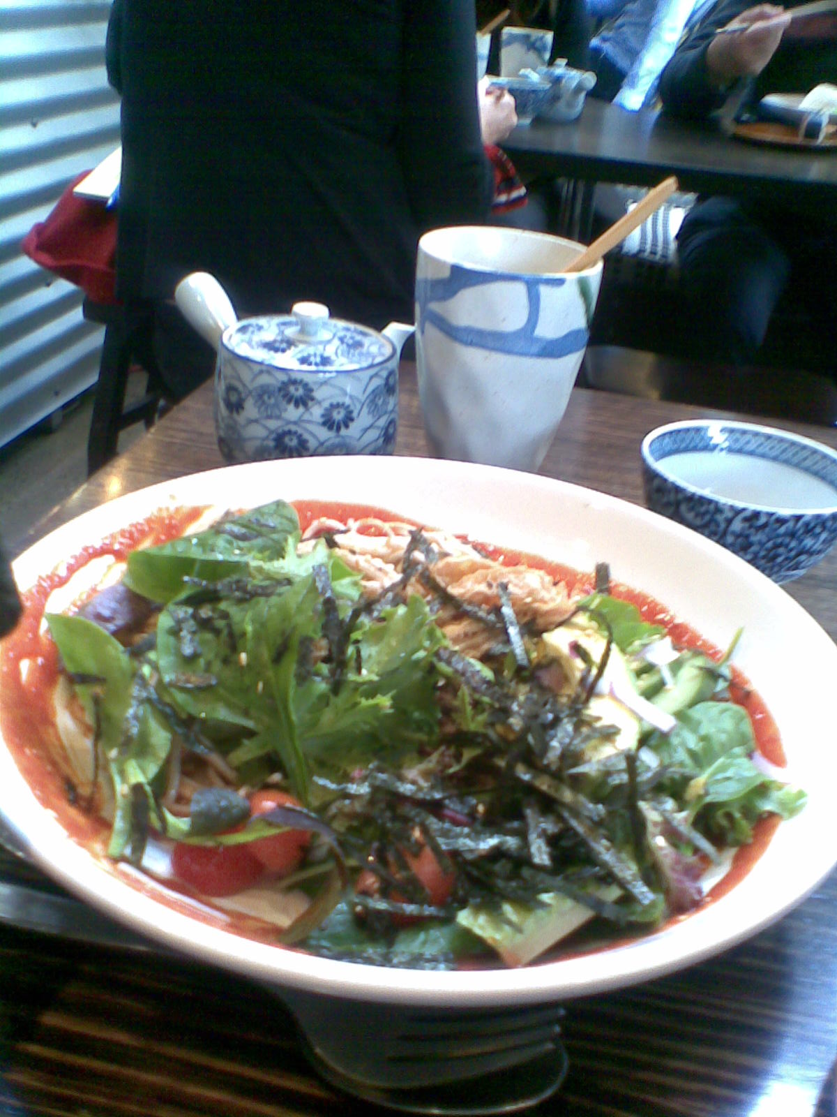 New International Students sushi, salad, crepes and green tea