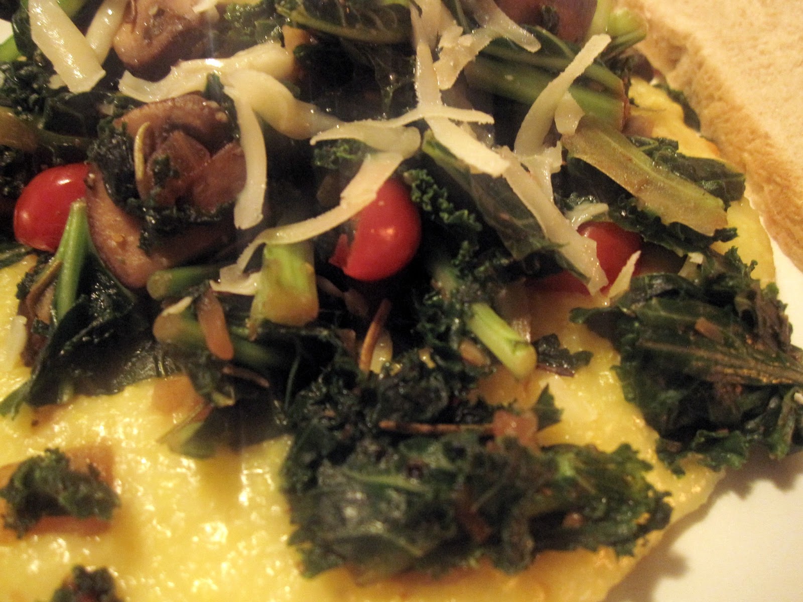 Food for the Week Creamy Polenta with Kale, Mushrooms, and Tomatoes