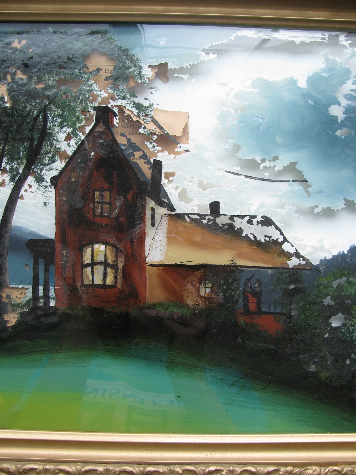 Katelyn Fagan Art Reverse Glass Painting with Mother of Pearl A