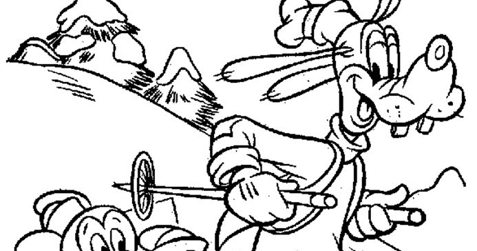 Coloring & Activity Pages: Goofy & Friends Skiing Coloring Page