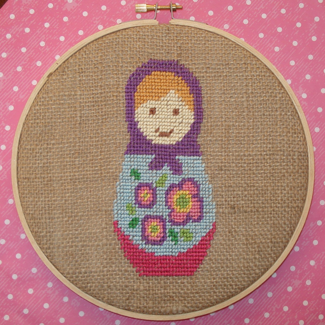 Cupcake cutie babushka embroidery hoop