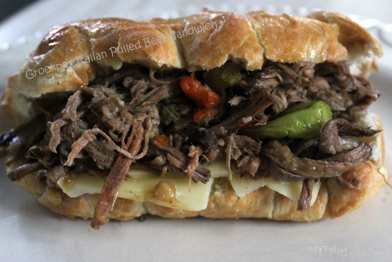 This and that Crockpot Italian Pulled Beef Sandwiches..