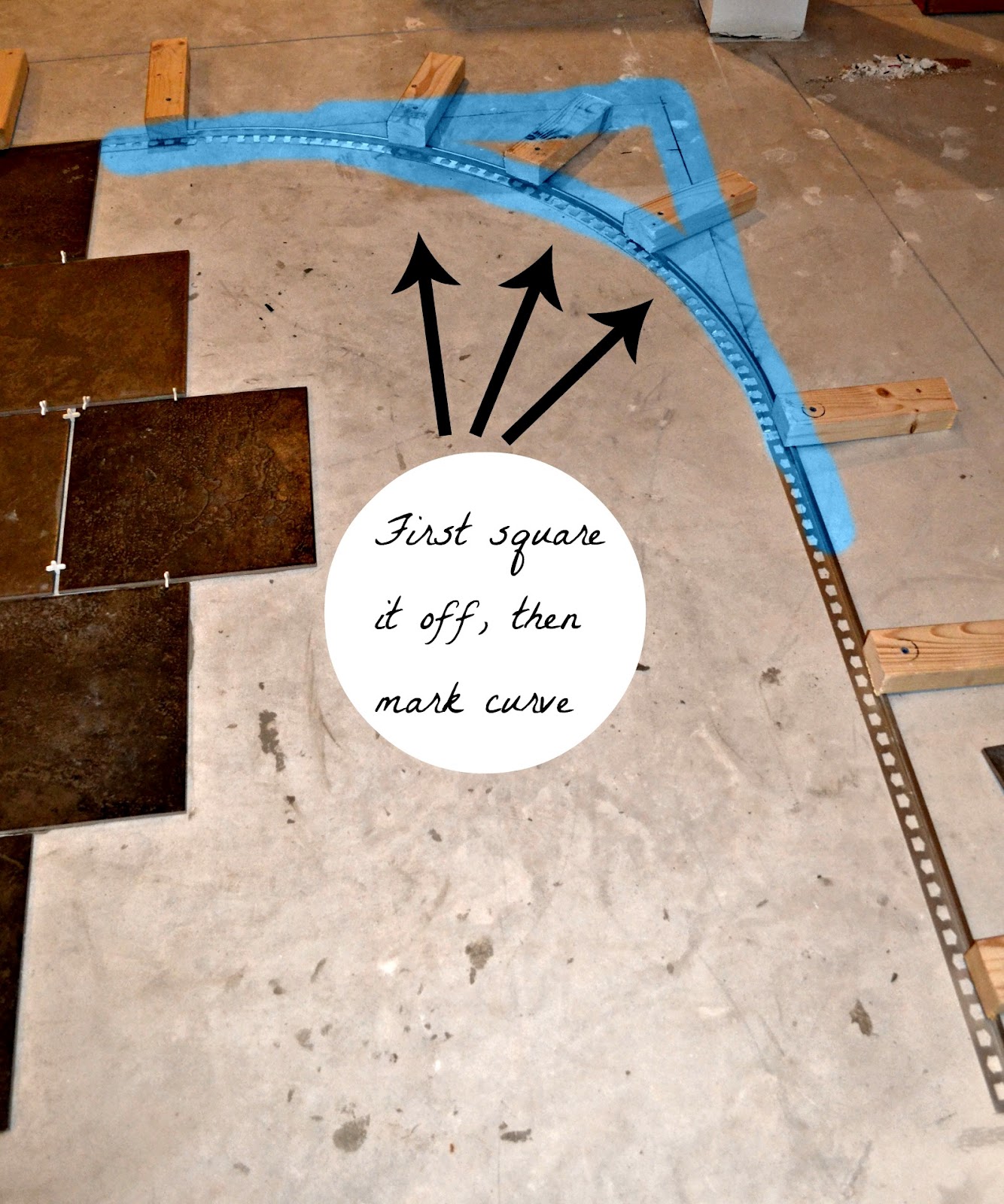 The Penny Parlor How to Curve a Tile Transition Strip