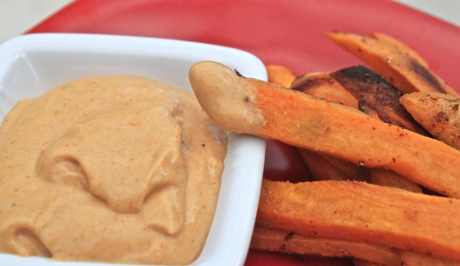 sweet potato fries with curry mayo dipping sauce greens & chocolate