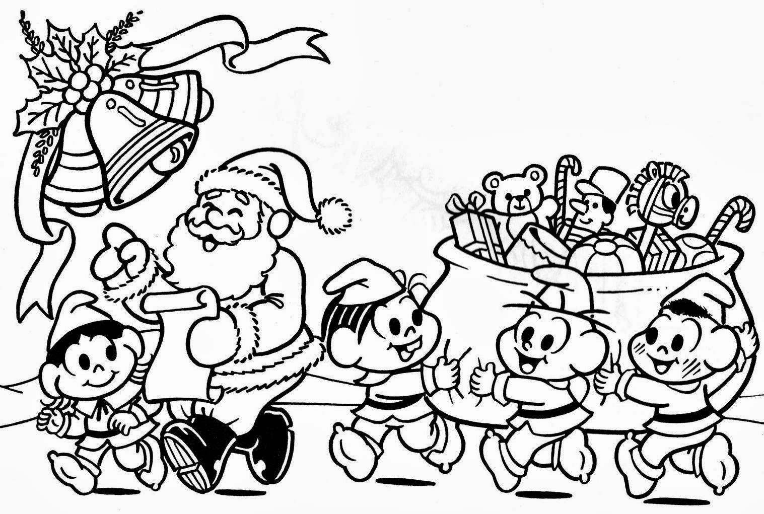 Desenhos de Colorir: Mônica, Cebolinha, Cascão e Magali da Turma da Mônica  para colorir - Natal e Papai Noel