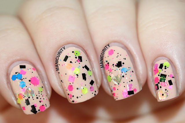 Manicurity | Trelly's M.I.S.C Polish Summer 2013 Collection - Lisa Frank is da Bomb over CND Perfectly Bare Manicurity | Trelly's M.I.S.C Polish Summer 2013 Collection - Lisa Frank is da Bomb over CND Perfectly Bare