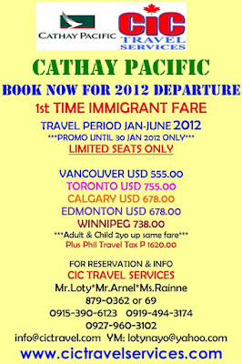 Moving to Canada?  Book Now for 2012 Departure | First Time Immigrant Fare