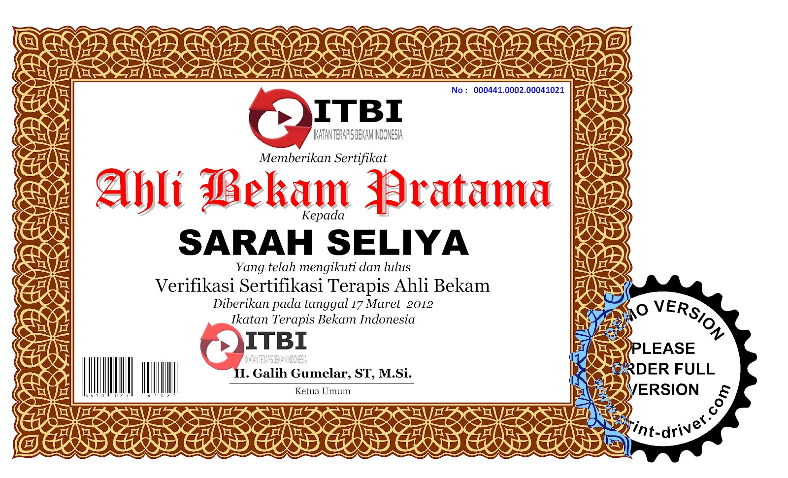 contoh sertifikat