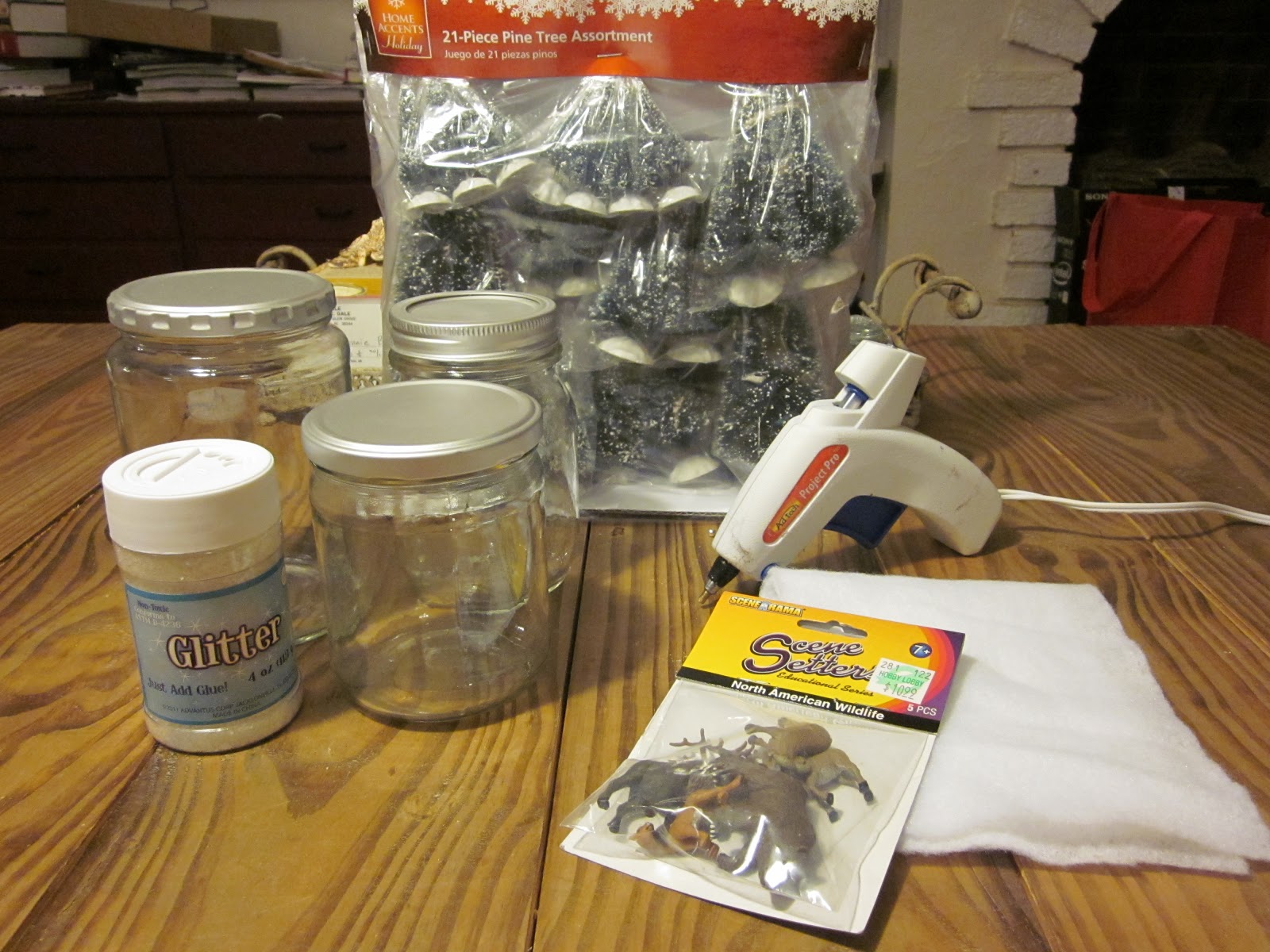 Creations by Bonnybee Glass Jar Snow Globes