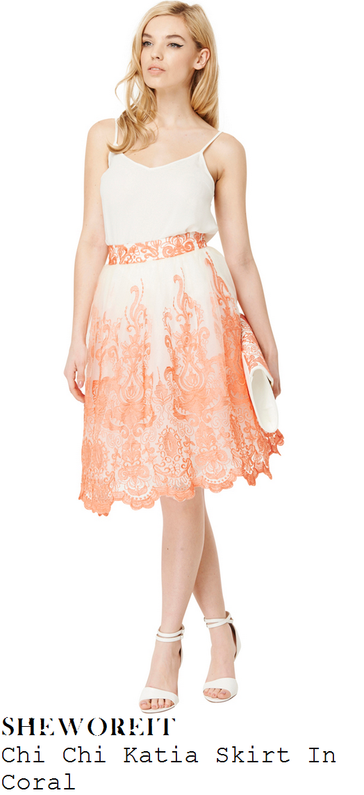 chloe-sims-coral-cream-embroidered-full-mesh-net-midi-skirt