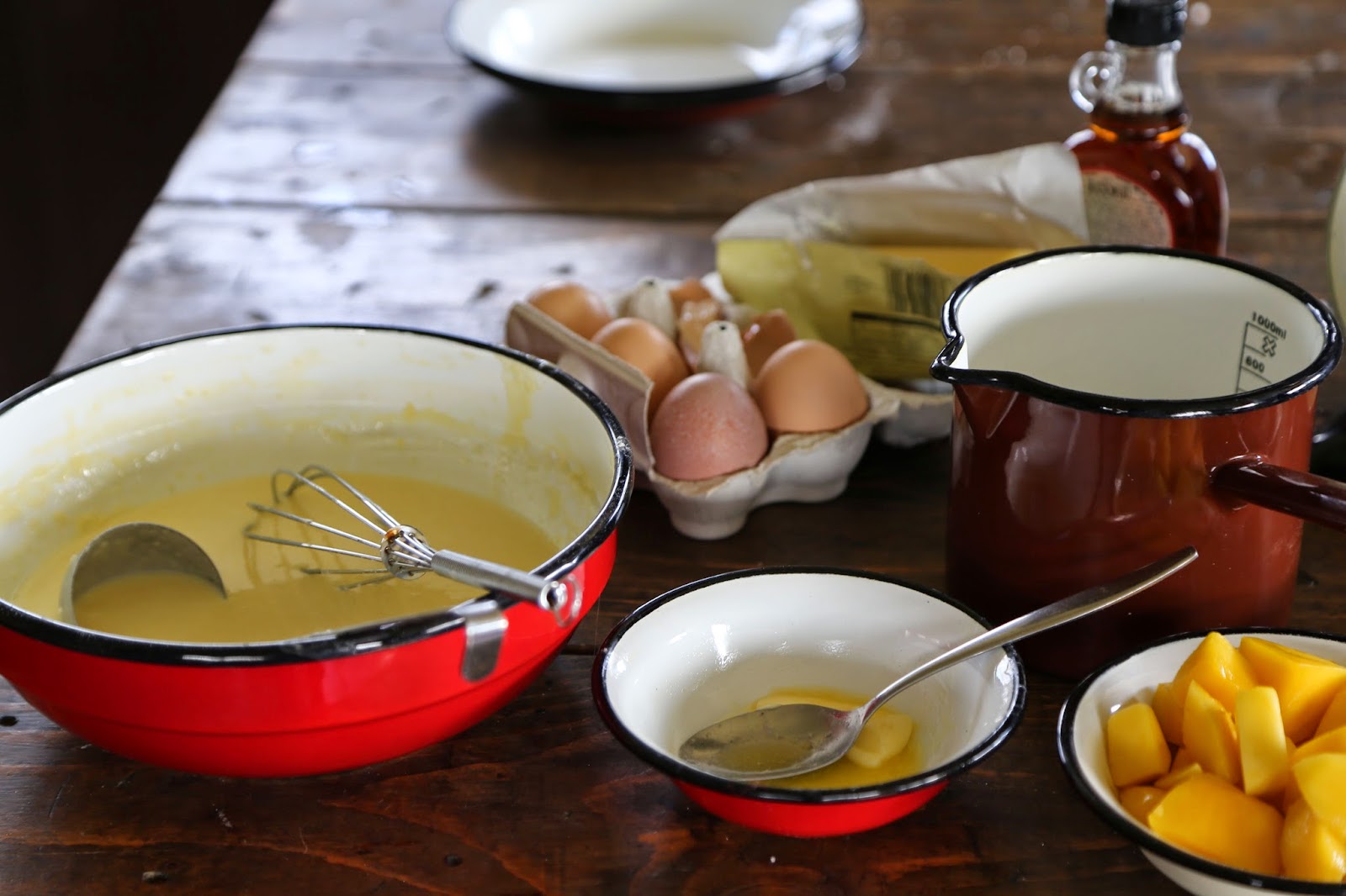 Wood stove cookery, pancakes, Feather Down farms,glamping