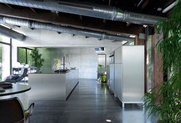 green industrial kitchen ideas