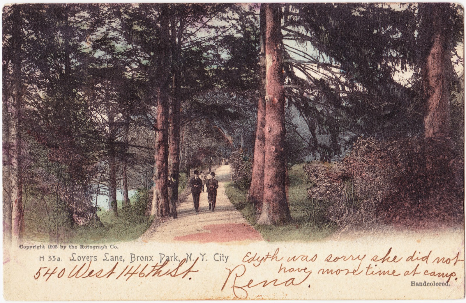 Papergreat 1906 postcard "Lovers Lane, Bronx Park, N.Y. City"
