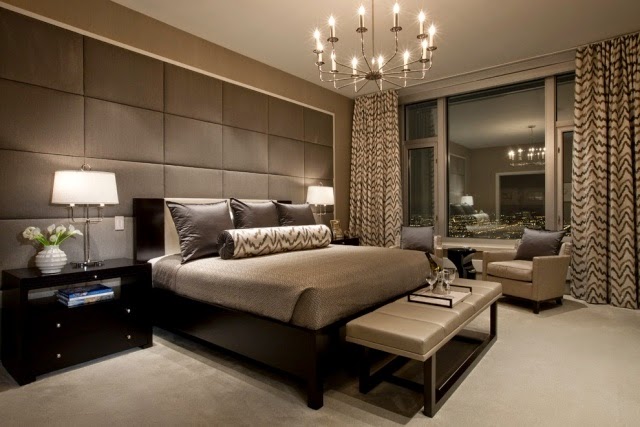 luxury bedroom ideas establish Long curtains color scheme gray