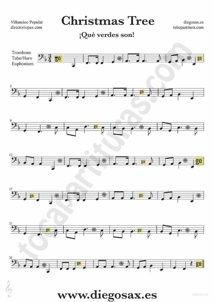 tubescore: Christmas Tree sheet music for Trombone, Tube and Euphonium