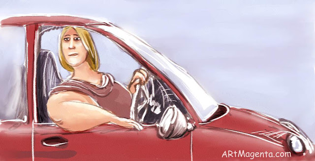 Choosing a car, a cartoon by Artmagenta
