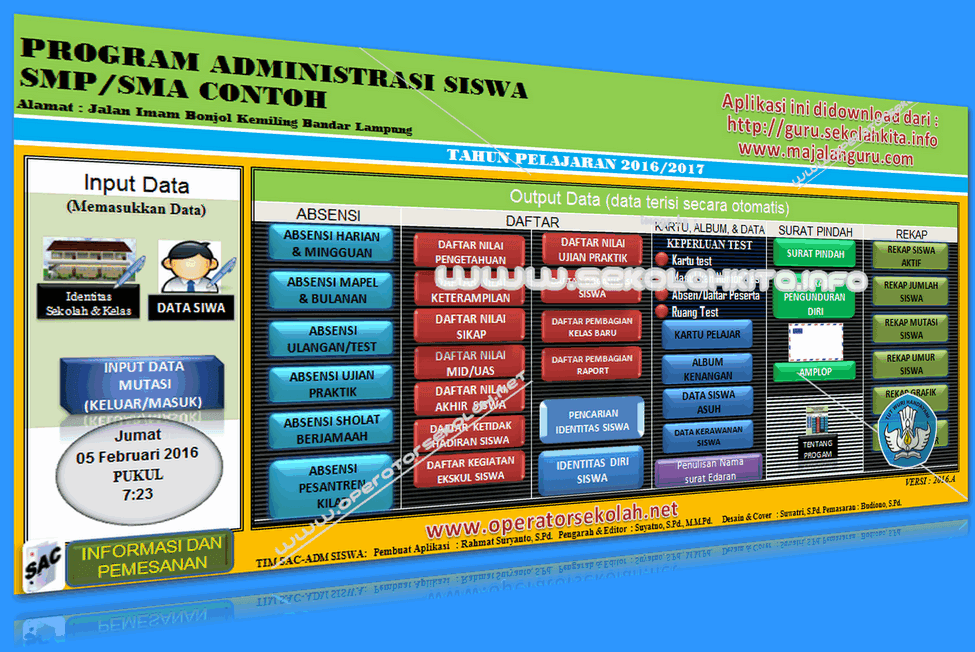 APLIKASI ADMINISTRASI SISWA SMP dan SMA KURIKULUM 2013 DILENGKAPI CETAK AMPLOP TAHUN 2016-2017