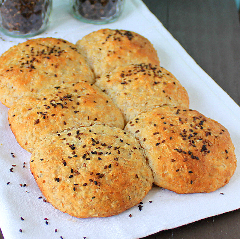 White Burger buns with some whole grains. Vegan Vegan Richa
