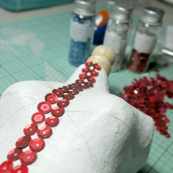 Doodlebug Design Inc Blog Decorated Dress Form with Doodlebug Sequins