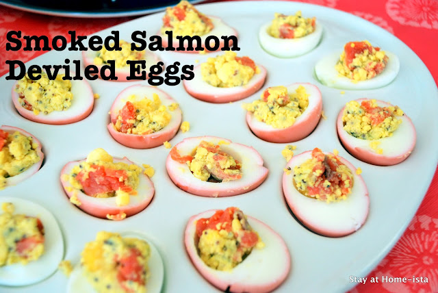 Smoked salmon deviled eggs