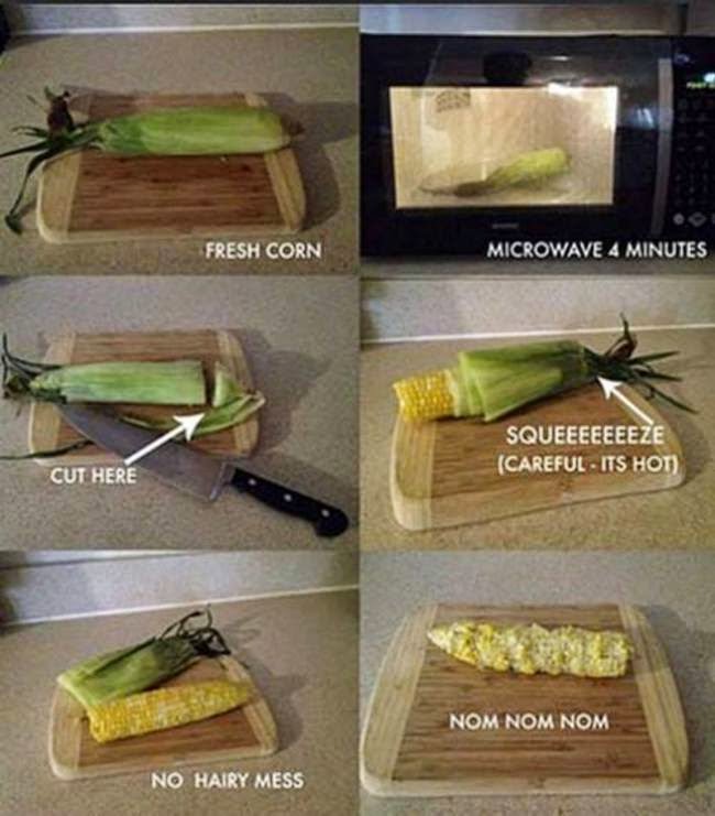 Life Hacks Microwave Corn on the Cob