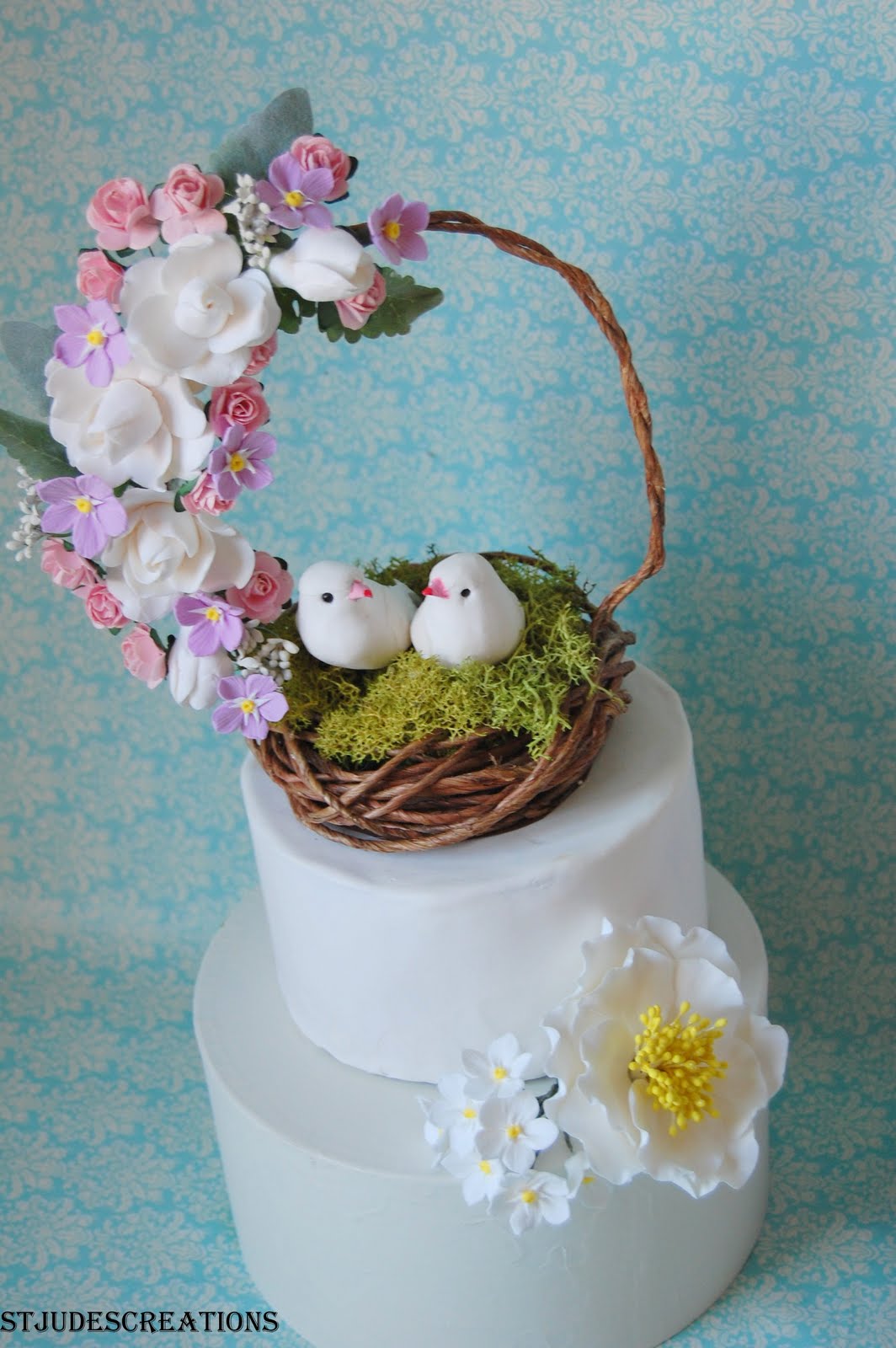 cake topper birds nest Handmade PaPer FloweRs by Maria Noble