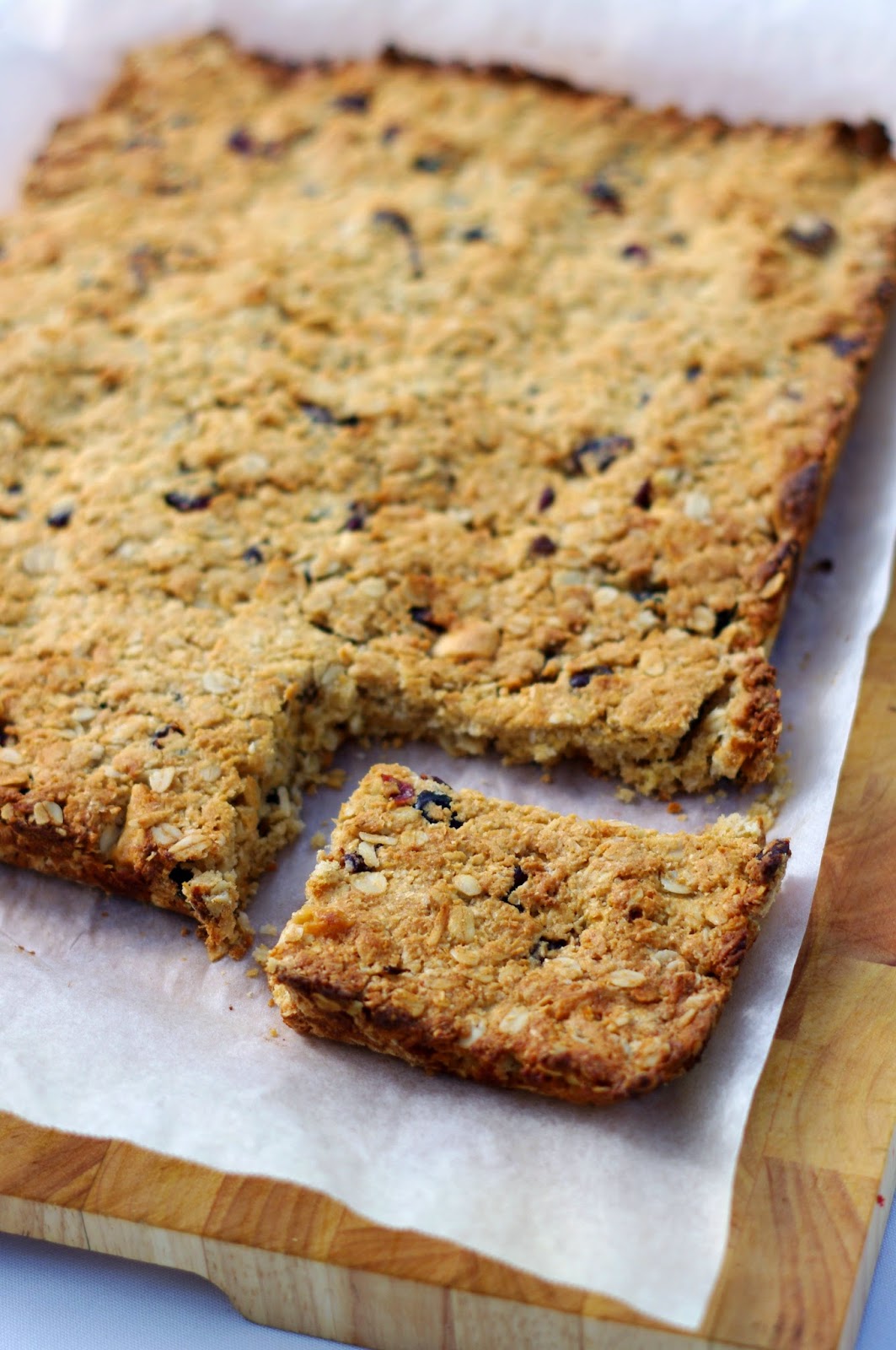 Cranberry and white chocolate oat slice