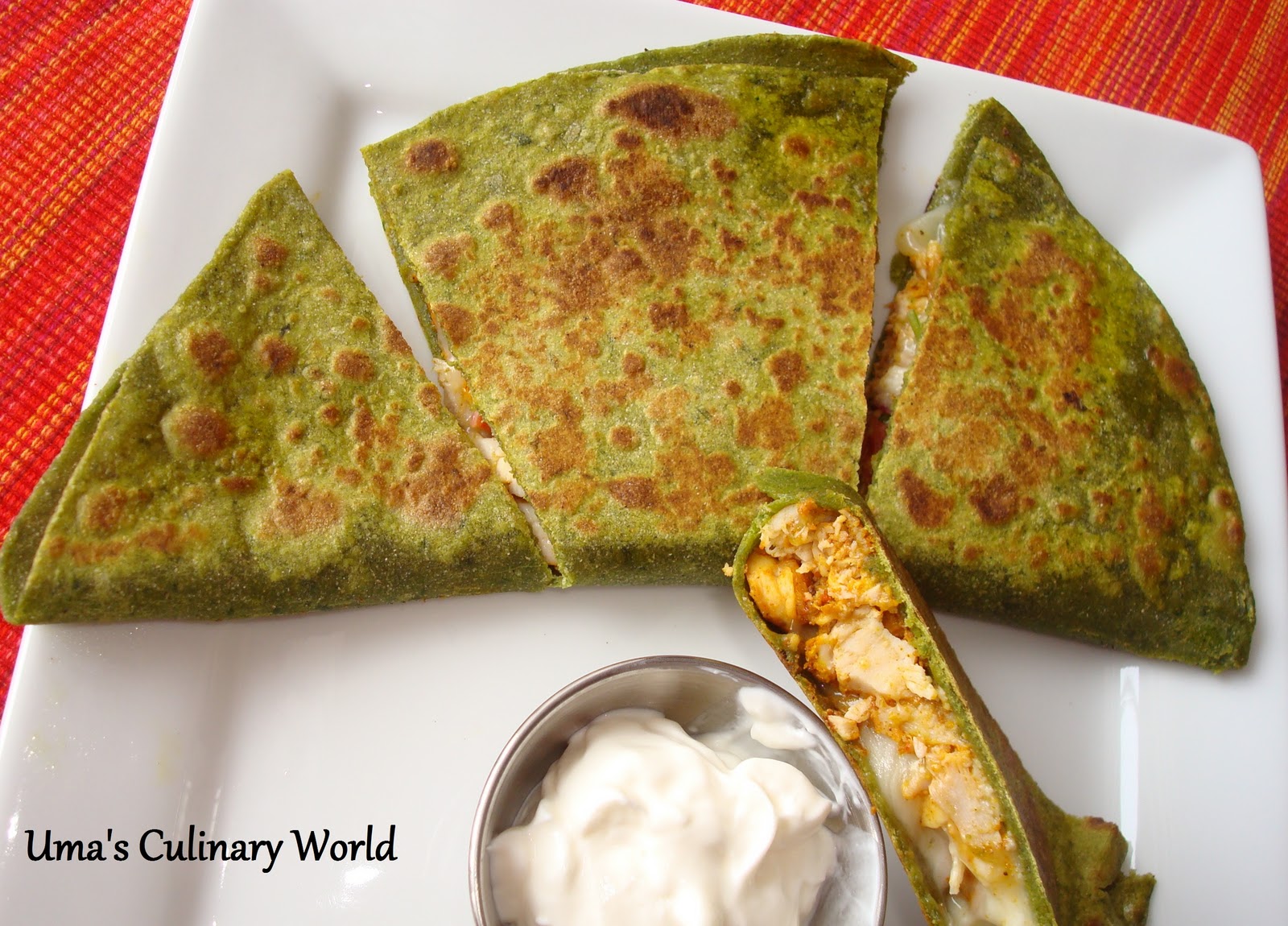 Uma's Culinary World Chicken Quesadillas with Indian Spices