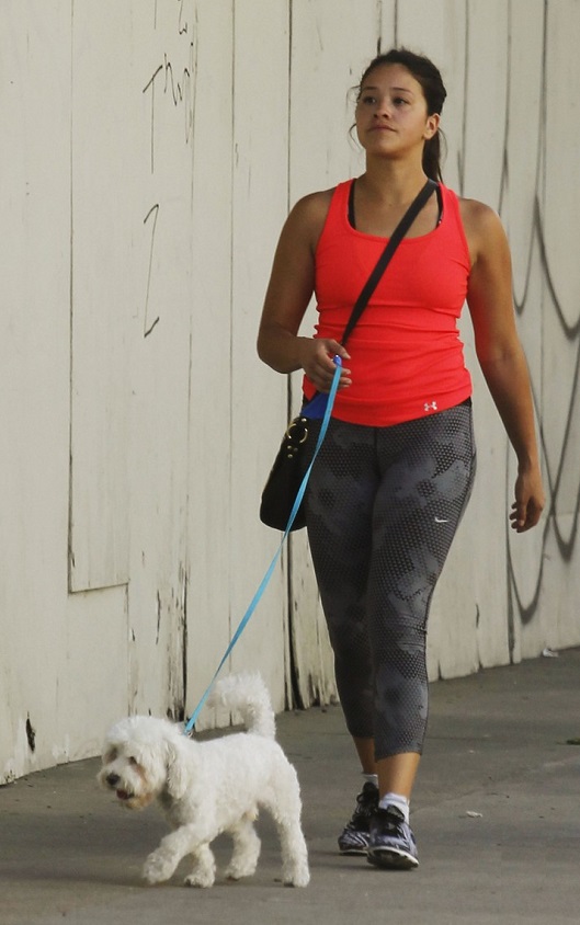 Gina Rodriguez Walking Her Dog in New Orleans