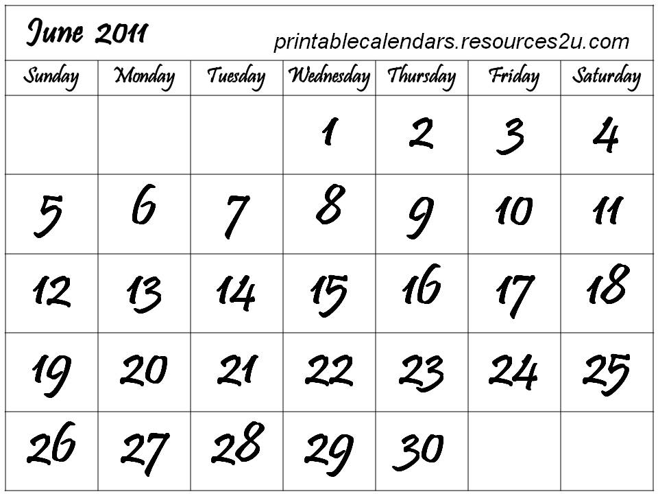 june 2011 calendar printable free. Free Calendar 2011 June to