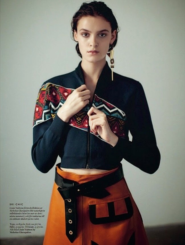 Styleby Stockholm #27 Fall 2014, Kremi Otashliyska Louis Vuitton 2014 AW:Nordic Style Knitwear with A-line Leather Mini Skirt Editorials