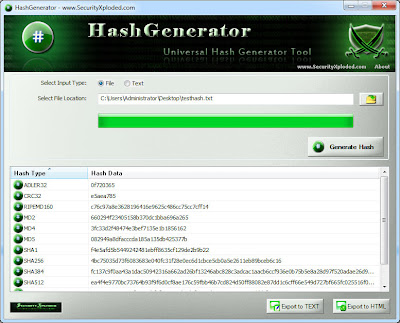 hash generator screenshot