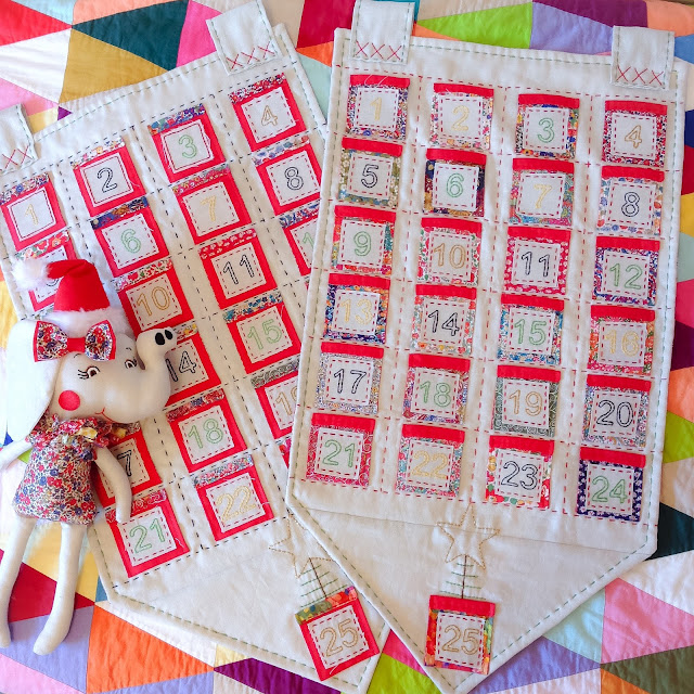 Liberty Christmas Advent Calendars by Rhapsody and Thread Liberty Christmas Advent Calendars with Elephant Doll