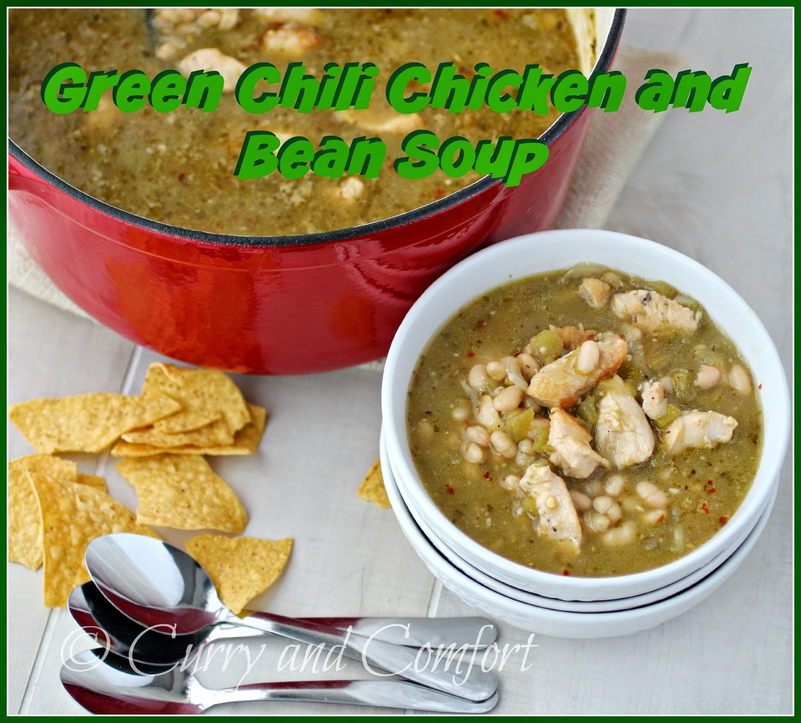 Kitchen Simmer Green Chili Chicken and Bean Soup