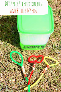 DIY Apple Scented Bubbles-Fall Outside Play