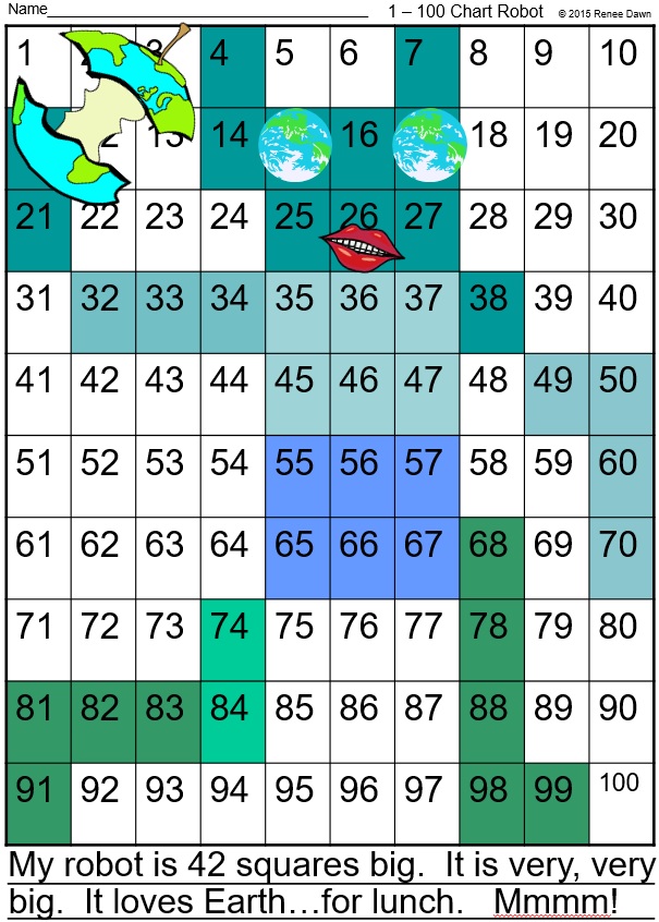 Number Chart Robots 1 - 100