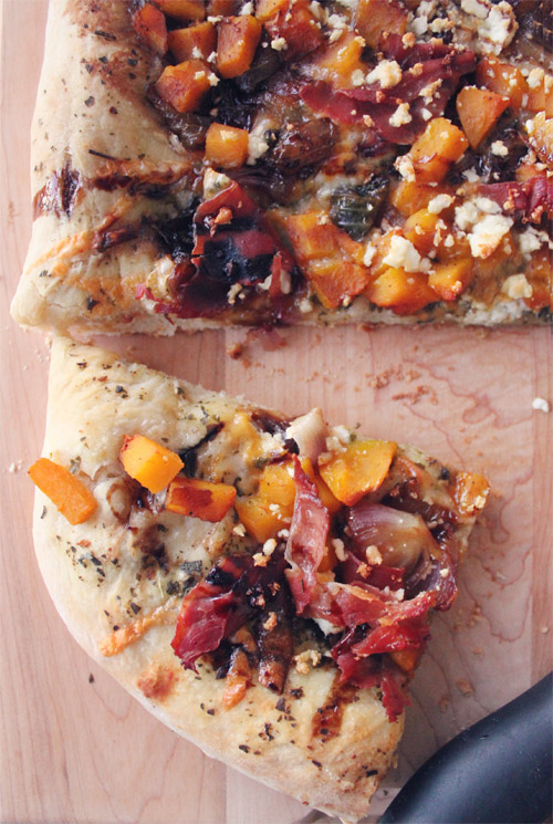 Butternut Squash & Prosciutto Pizza with Pumpkin Spice Balsamic Drizzle