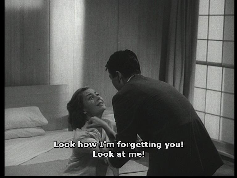 Still from Hiroshima mon amour, with english subtitles