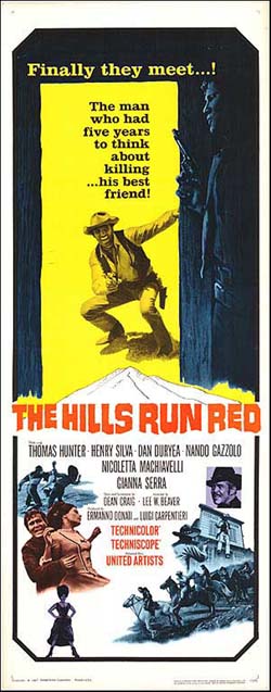 The Hills Run Red Film Poster Starring Thomas Hunter and Henry Silva