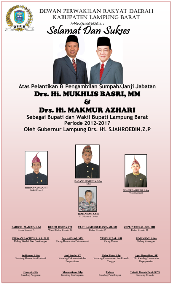 Ucapan Selamat Atas Pelantikan Bupati Lambar - Warta Lambar Online