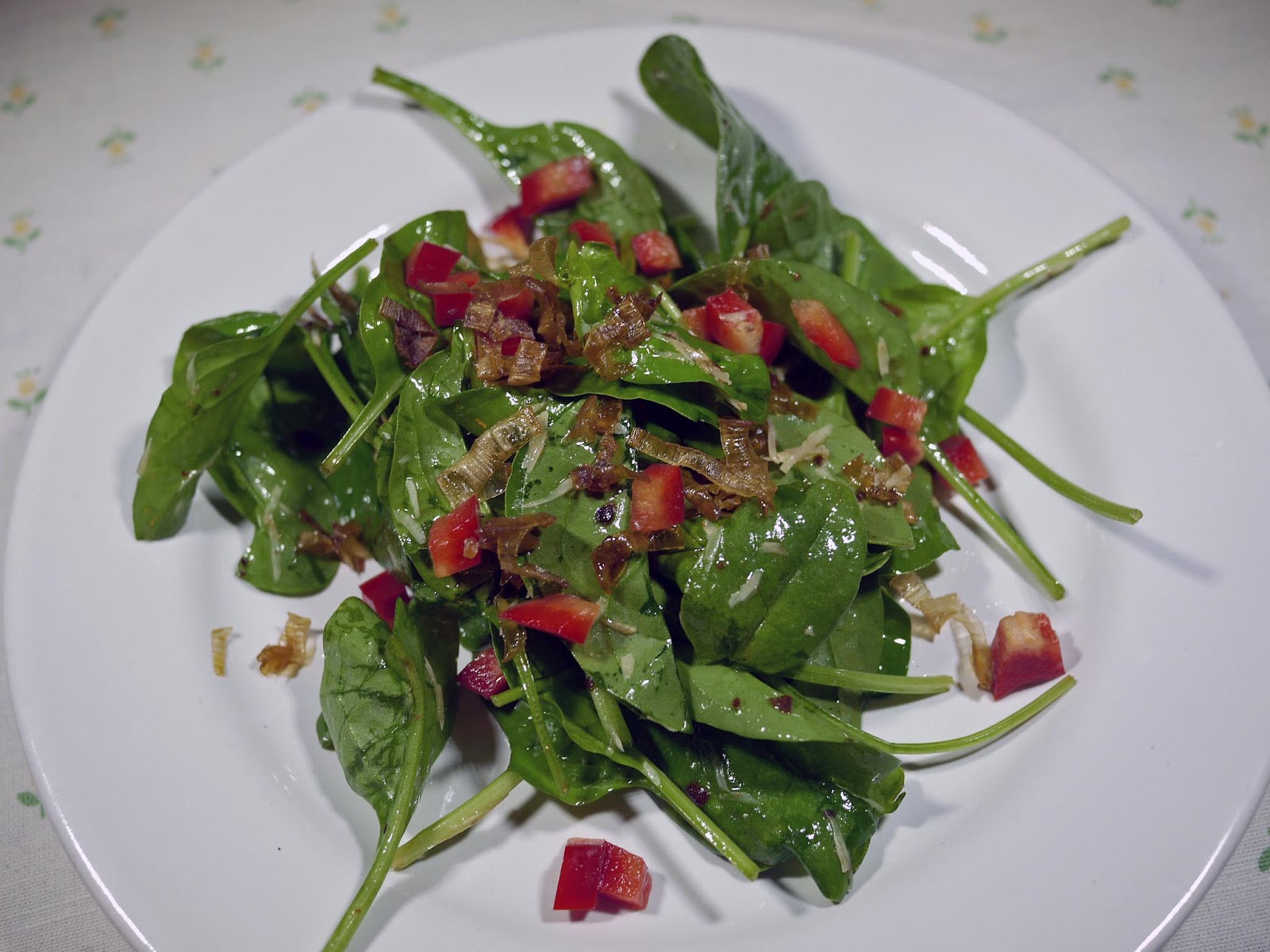Alf Cooks Vegetarian Baby Spinach Salad with Dry Miso and Lime Dressing