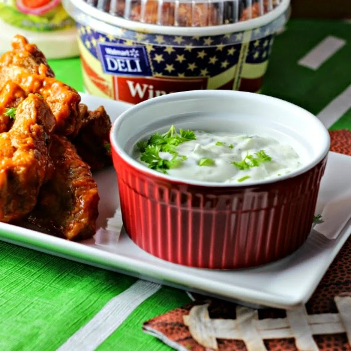 Ad: Cool Cucumber Ranch Dip and Deli Wings:  a perfect combination! #GameTimeHero #CollectiveBias #ad